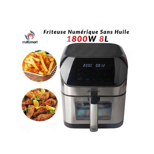 Multismart Friteuse sans Huile 08L XL- programmes-Ecran tactile LED 1800W -silver